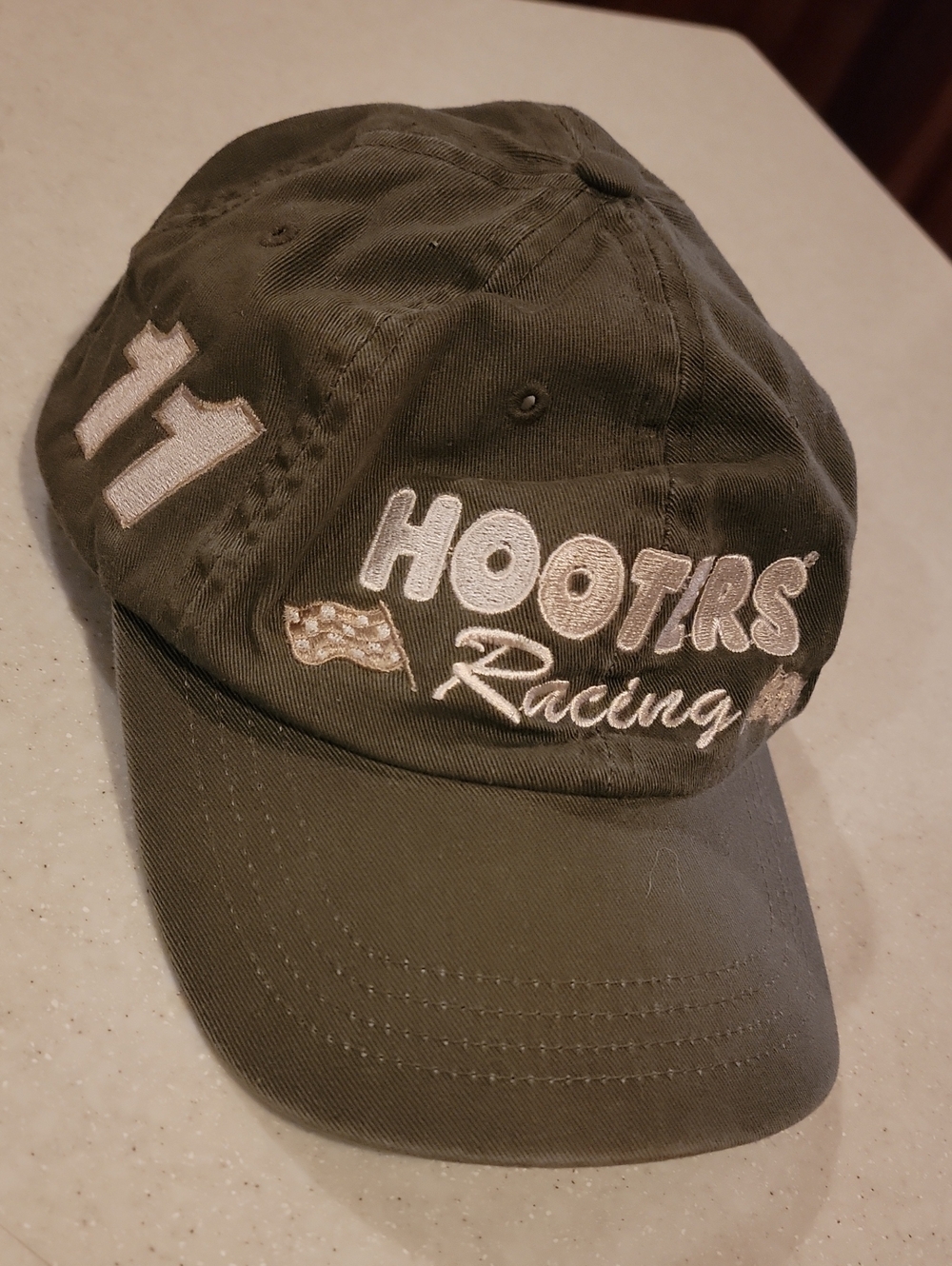 Hooters Olive Green Racing Cap with White Embroidery